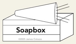 Drawing-Soapbox with a megaphone on top of it